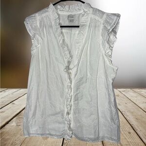 J. Crew White Eyelet Ruffle Top
